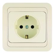 Розетка 1-м СП Mimoza 16А IP20 с заземл. керамика крем./крем. Makel 25008