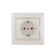 Розетка 1-м СП Mira 16А IP20 с заземл. защ. шторки со вставкой керамика жемчуж./бел. перламутр. LEZARD 701-3030-124