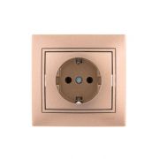 Розетка 1-м СП Mira 16А IP20 с заземл. со вставкой керамика свет. корич. перламутр. LEZARD 701-3131-122