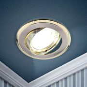 Светильник точечный KL22А SN/G 50Вт MR16 12В поворотн. литой «двойной контур» сатин никель/зол. ЭРА C0043708