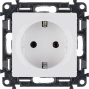 Розетка 1-м СП Valena Life 16А IP2X 250В 2P+E безвинтов. клеммы с лицев. панелью механизм бел. Leg 753421