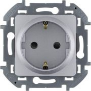 Розетка 1-м СП Inspiria 16А IP20 250В 2P+E защ. шторки немецк. стандарт механизм алюм. IEK 673732