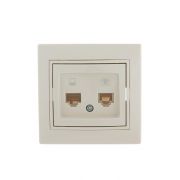 Розетка компьютерная + телефонная 2-м СП Mira RJ45 + RJ11 крем./крем.. LEZARD 701-0303-143
