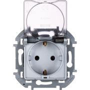 Розетка 1-м СП Inspiria 16А IP44 250В 2P+E защ. шторки с крышкой немецк. стандарт механизм алюм. IEK 673742