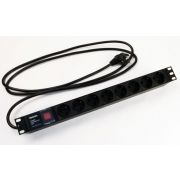 Блок розеток SHE19-8SH-S-2.5EU горизонт. 8 розеток Schuko выкл. 16А шнур 2.5м Hyperline 397034