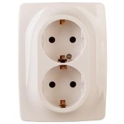 Розетка 2-м СП Эра12 12-2106-02 16А IP20 16AX 250В 2х2P+E Schuko сл. кость Эра Б0031229