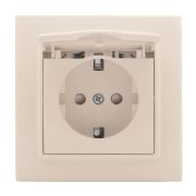 Розетка 1-м СП Минск 16А IP44 с заземл. защ. шторки с крышкой беж. EKF ERR16-029-200-44