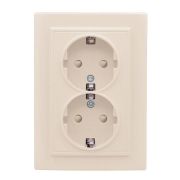 Розетка 2-м СП Минск 16А IP20 с заземл. защ. шторки беж. EKF ERR16-128-200