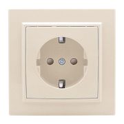 Розетка 1-м СП Минск 16А IP20 с заземл. защ. шторки беж. EKF ERR16-028-200